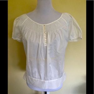 BCBG MaxAzria white tie peasant top